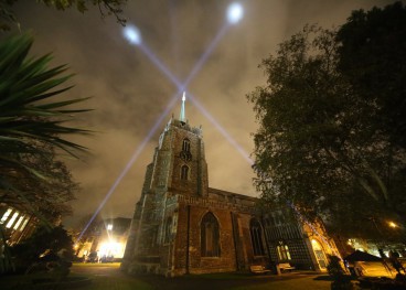 The Cathedral lit up